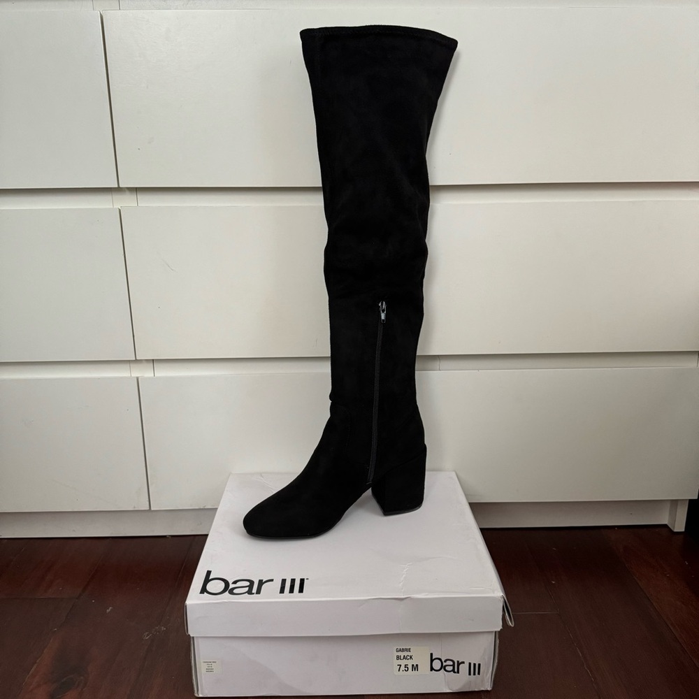 Over The Knee Boots Faux Suede Block Heel